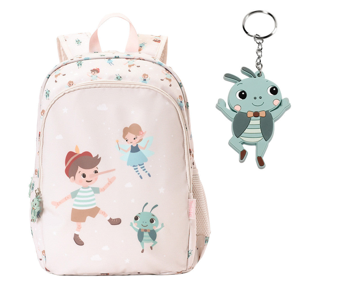 Mochila média Tutete da coleção The Wooden Boy com porta-chaves Pinóquio