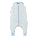 Saco de dormir com pés MolisandCo TOG 1.0, padrão floral "Blue Lily", aberto com fecho central visível.