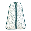 Saco de dormir MolisandCo TOG 1.0, algodão musselina, padrão floral azul/verde, fecho frontal, sem pés.