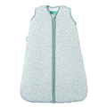 Saco de dormir MolisandCo TOG 1.0 sem pés Ines II com padrão de folhas verdes e fecho frontal, visto de frente.