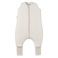 Saco de dormir MolisandCo TOG 2.5 com pés, padrão Vichy Bege, fecho frontal, meias antiderrapantes.