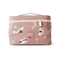Bolsa térmica Monbento Frosty 5L com padrão de raposas brancas e folhas sobre fundo rosa poeirento.