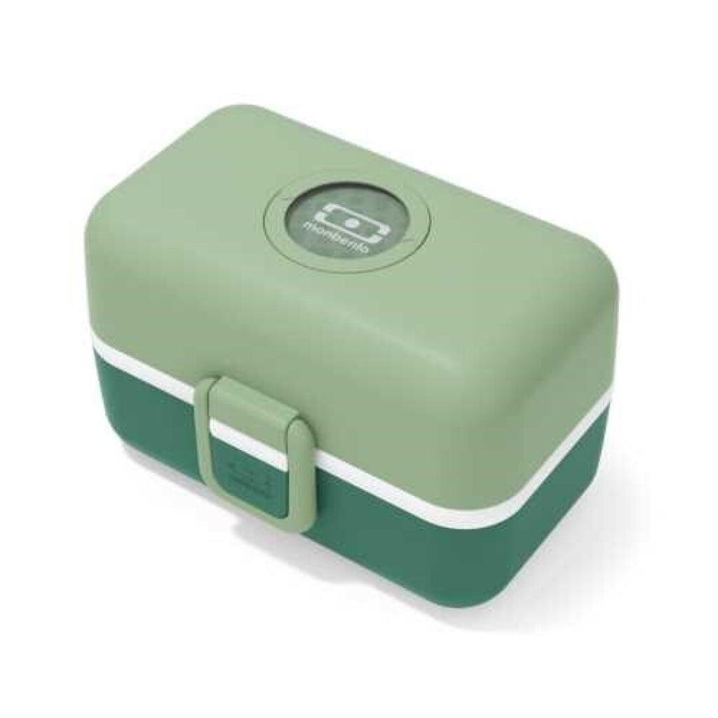 Lancheira Monbento MB Tresor em verde floresta (Green Forest), fechada, com design de duas tonalidades e fecho lateral visível.
