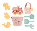 Conjunto de brinquedos de praia Monneka Mermaid Cats com balde decorado, camião e acessórios em tons pastel.