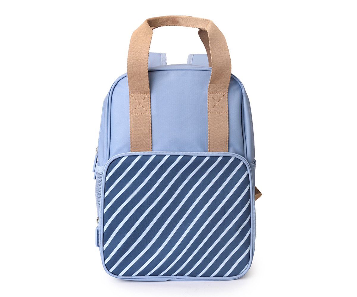 Mochila Scout Stripes Blue da Monnëka com padrão às riscas azuis para crianças
