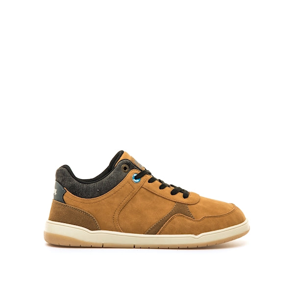 Sapatilha de adulto Mustang Waterproof Walma Camel e Jeans Navy em vista lateral