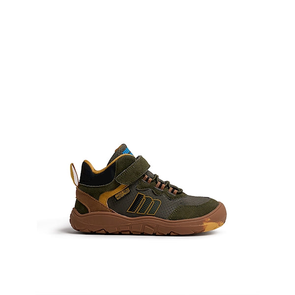Sapatilha botim barefoot infantil Mustang Free River Amber Kaky em verde-caqui