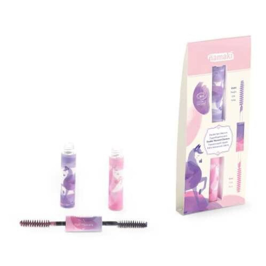Máscara de cabelo ponta dupla Namaki rosa e violeta para crianças com embalagem biológica