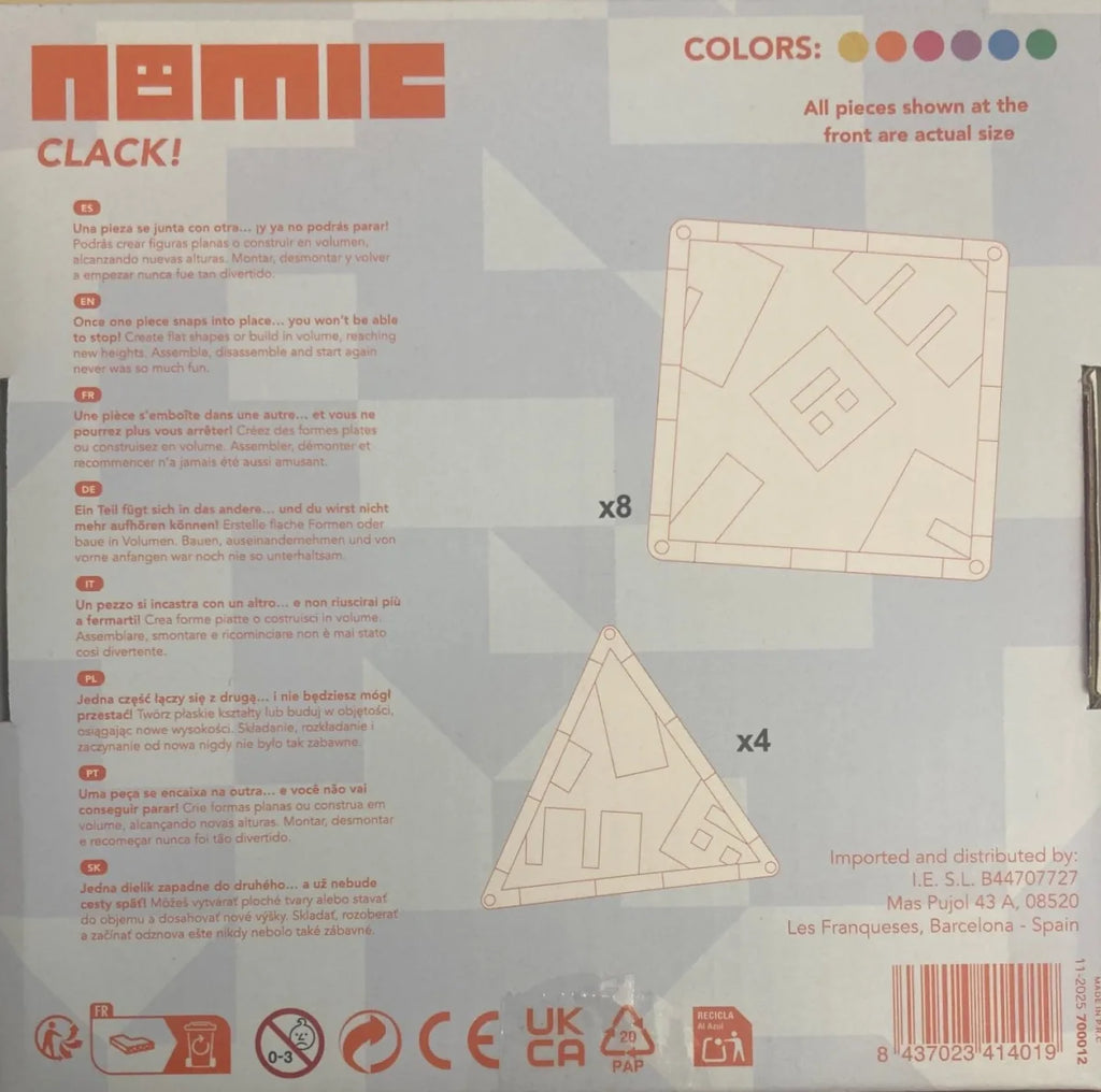 Nomic Clack Magnetic Tiles Set 12 pcs