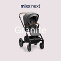 Carrinho Nuna MIXX NEXT em modo de viagem, com alcofa acoplada (ou assento em posição de recém-nascido), pronto para uso desde o nascimento.