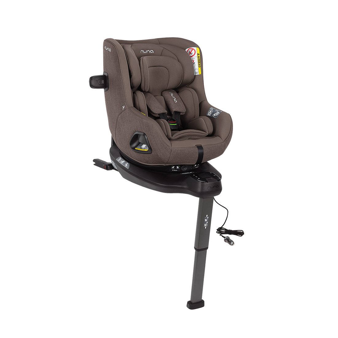 Cadeira auto Nuna RELX wind em Chestnut, vista em ângulo