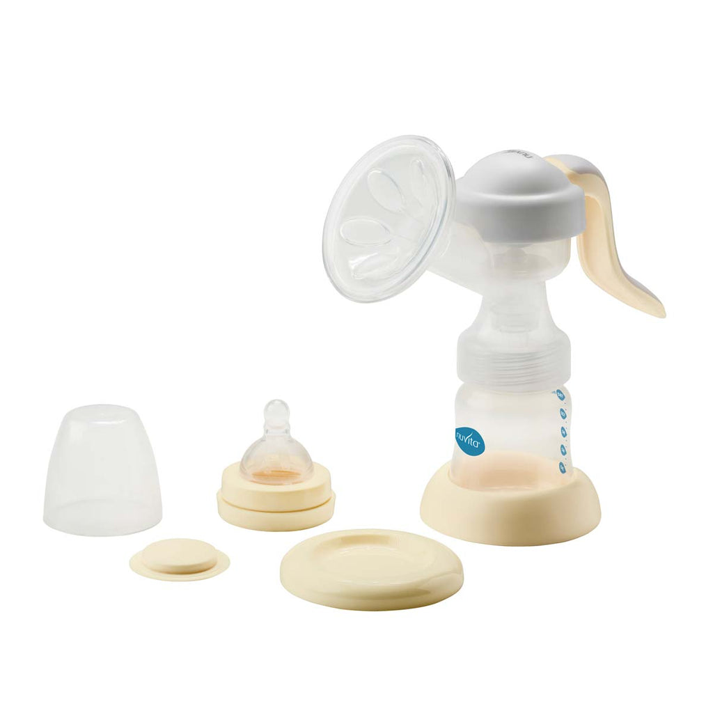 Close-up da campânula com almofada de silicone macia com pétalas estimulantes e massageadoras do extrator Nuvita.