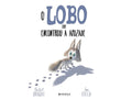 Ilustração encantadora do livro "O Lobo que Encontrou a Amizade", mostrando um pequeno lobo caminhando na neve, deixando pegadas.