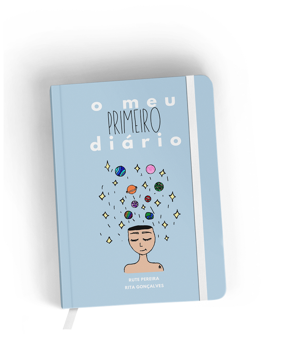 Capa do diário "O meu primeiro diário" da Djeco, com ilustrações coloridas de crianças e elementos naturais.