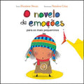 Capa do livro "O Novelo de Emoções", com ilustração de uma menina e um pássaro de origami, fundo amarelo. Título e autores visíveis.