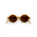 Óculos de sol redondos Woam da Kietla, cor castanha clara, com lentes escuras, apresentados isoladamente sobre fundo branco.