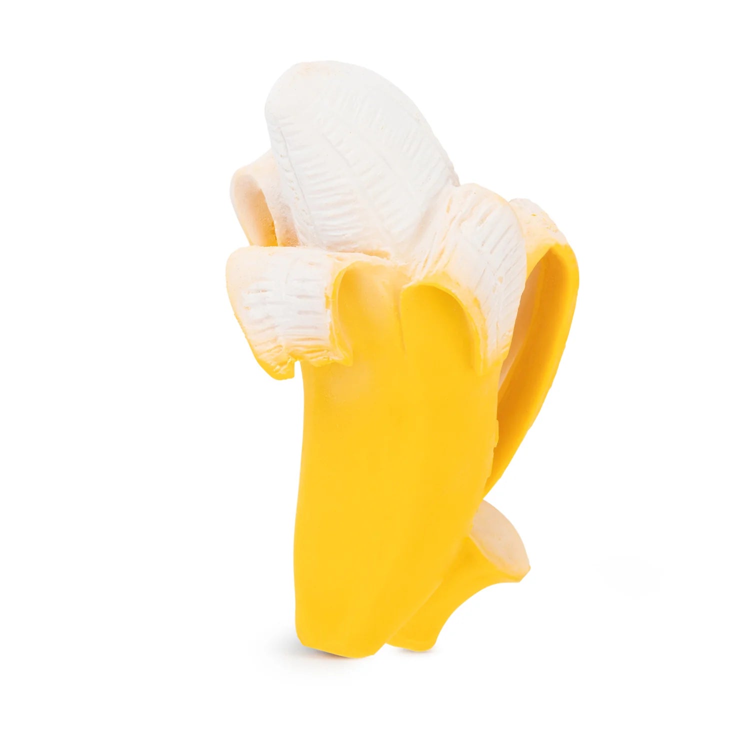 Mordedor Ana a Banana da Oli & Carol, feito de borracha natural, em forma de banana descascada, ideal para bebês.