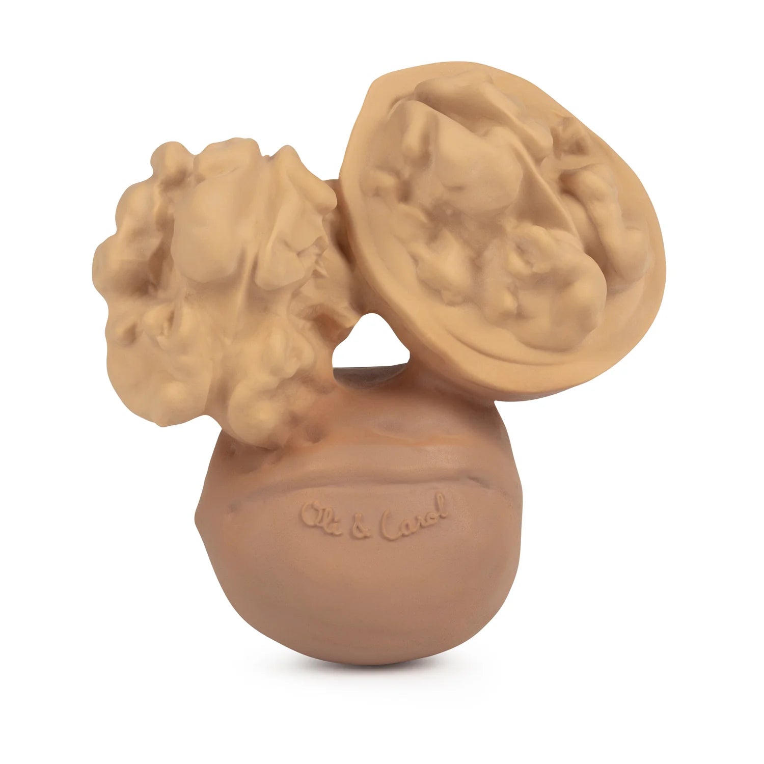Mordedor Oli & Carol Nutty A Noz em borracha natural, com formato realista de noz aberta mostrando o interior.