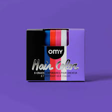 Conjunto de 6 gizes para cabelo OMY em cores vibrantes para um look temporário e criativo.