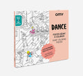 Poster gigante para colorir OMY Dança, caixa fechada mostrando a capa com ilustrações de bailarinas e detalhes do produto.