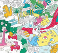 Detalhe do Poster Gigante para Pintar OMY Dinos, mostrando a riqueza de detalhes e personagens dos dinossauros.
