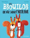 Ilustração colorida e vibrante do livro "Os Esquilos que não Sabiam Partilhar", mostrando os esquilos protagonistas numa cena divertida e cheia de ação.