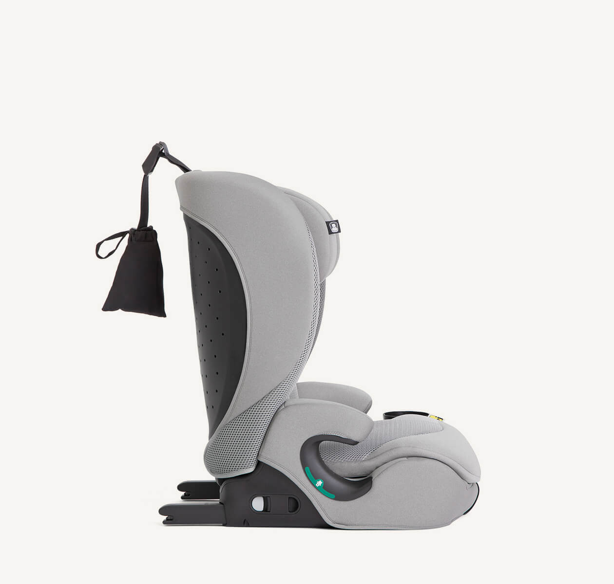 Cadeira auto Joie i-Irvana MAX em cinzento claro (Quartz), vista lateral com os conectores ISOFIX à vista.