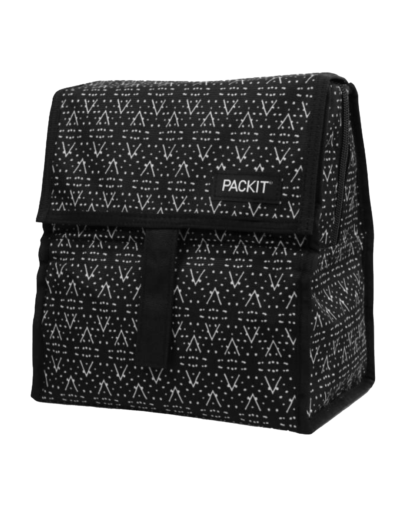 Detalhe da base retangular da bolsa lancheira Packit Hampton, ideal para acomodar recipientes grandes como o Mod Lunch Bento.