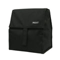 Packit Bolsa Lancheira Térmica preta, fechada, exibindo o design compacto e a alça de fivela lateral.