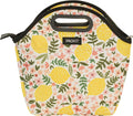 Packit Bolsa Lancheira Térmica Travel Cooler com padrão alegre de limões amarelos e verdes, vista frontal fechada.