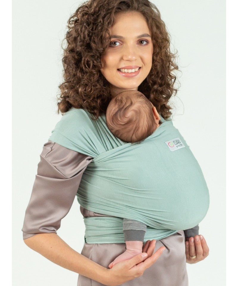 Pano elástico Isara TANBOOCEL BAMBOO na cor verde gelo (Frosty Green), dobrado, mostrando a textura suave e a cor clara do tecido ecológico.