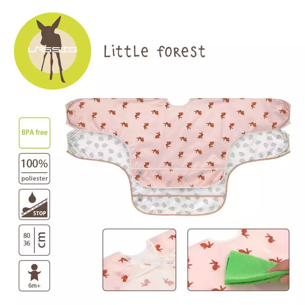 Babero Lassig con mangas pack de 2 Conejo rosa 6-24 meses