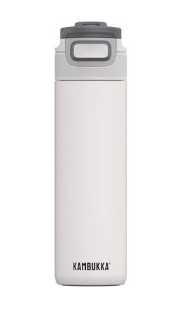 Garrafa térmica Kambukka ELTON Chalk White 600ml em vista frontal, destacando a cor branca e o logótipo da marca.