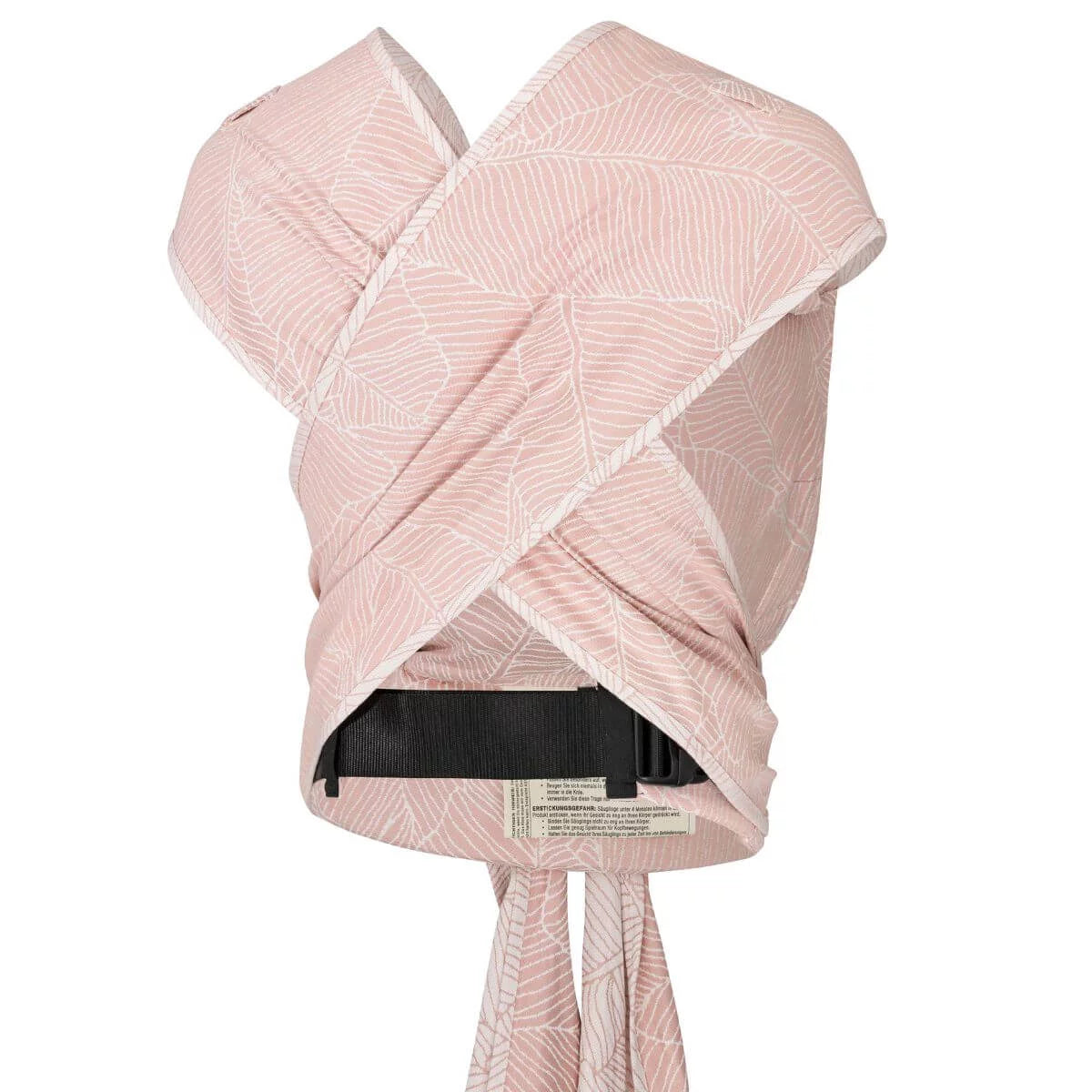 Vista traseira do porta bebés half-buckle Hoppediz Hop-Tye Advanced, mostrando as alças cruzadas e o painel dorsal com a fivela de ajuste visível na base.