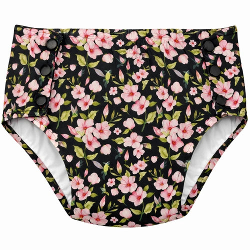 Cuecas de piscina reutilizáveis Pupus com padrão floral Hummingbirds para adolescentes.