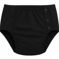 Cuecas de piscina reutilizáveis Pupus para adolescentes na cor preta com botões de pressão laterais.