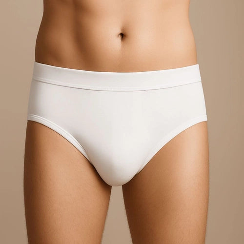 Detalhe do ajuste das cuecas absorventes Pupus unissexo para adolescentes na cor branca.