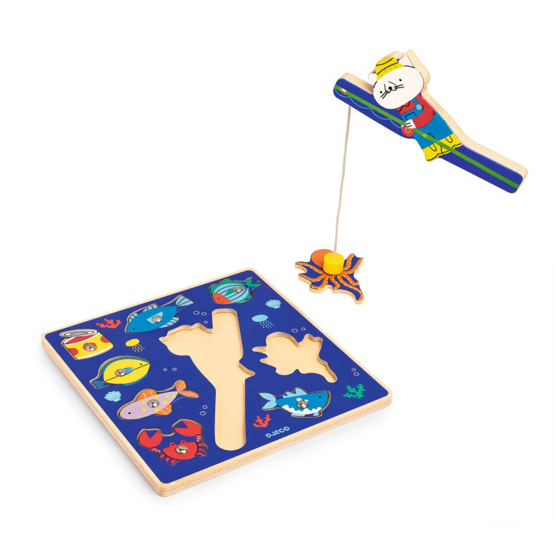 Djeco Fishing Game and Wooden Puzzle - Puzz & Fish Color