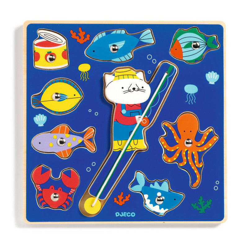 Djeco Fishing Game and Wooden Puzzle - Puzz & Fish Color