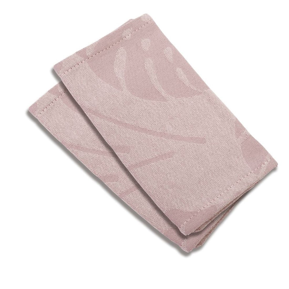 Par de protetores de alças Quokkababy Delicious Pink, em algodão orgânico, dobrados, com padrão subtil.