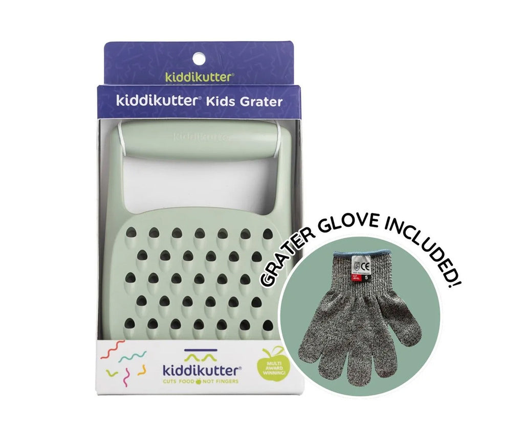 Ralador infantil Kiddikutter Sage para crianças pequenas com luva de proteção