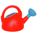 Regador de brinquedo vermelho e azul da marca Hape para crianças, ideal para praia ou jardim.