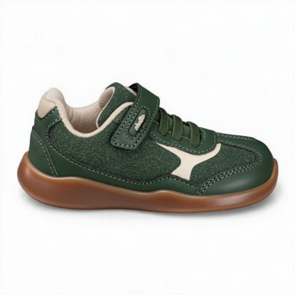 Chetto Barefoot Sapatilha Mesh Verde, vista lateral com sola lisa
