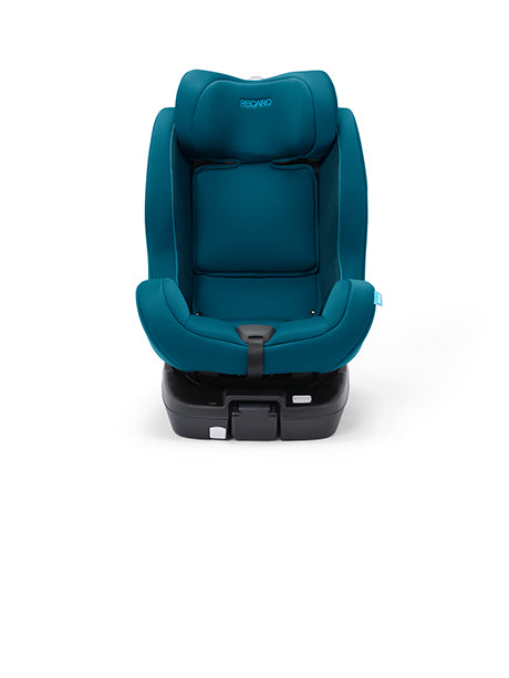 Vista frontal da cadeira auto azul-petróleo sem Perna de Suporte visível, destacando o design compacto.