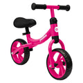Bicicleta de equilíbrio Shoko sem pedais na cor rosa choque, vista frontal, ideal para crianças pequenas.