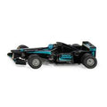 Miniatura SIKU de um carro de Fórmula 1 em metal, cor preta com detalhes em turquesa, vista lateral, modelo de corrida compacto.