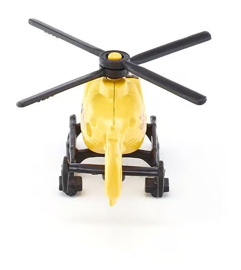 Vista traseira da miniatura SIKU Helicóptero de Emergência, mostrando o rotor da cauda e o trem de aterragem.