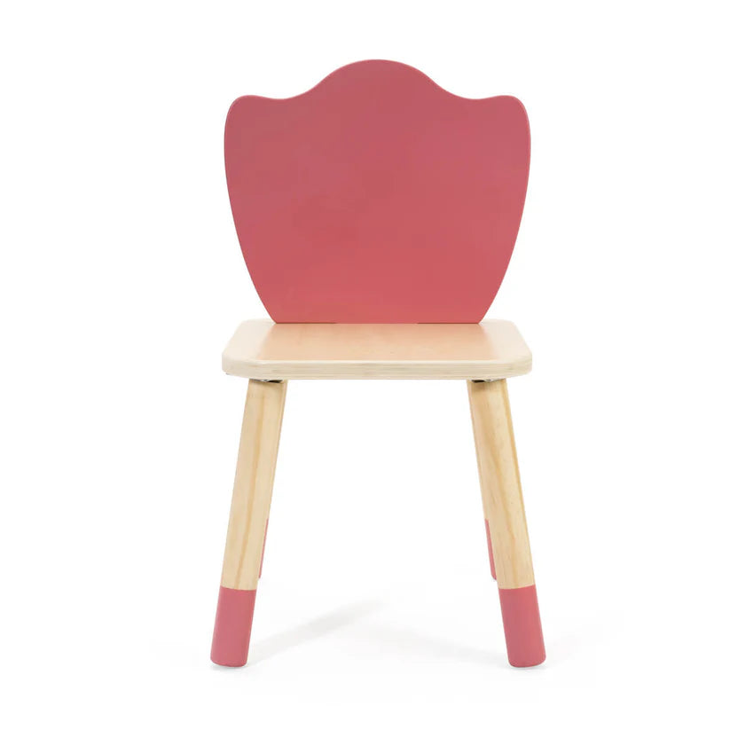 Cadeira de madeira rosa Classic World Grace com design elegante e encosto curvo vista de frente.