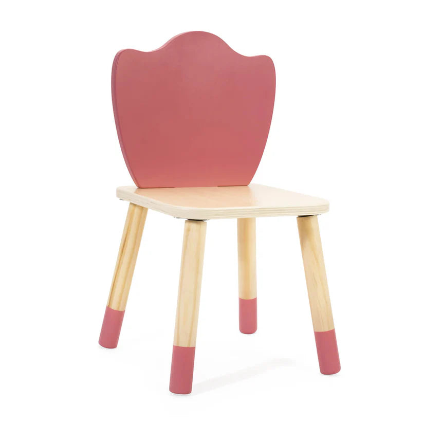 Cadeira de madeira rosa Classic World Grace com design elegante e encosto curvo.