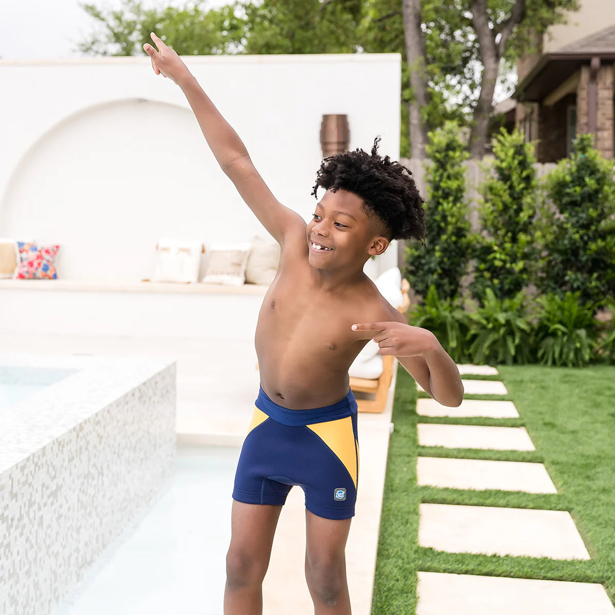Splash About - Navy/Yellow Kids' Jammers Shorts 